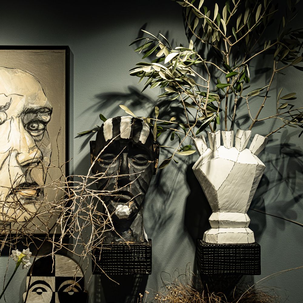 Sculptures, statuettes et miniatures - Buste JACKSON, bois, sculpté, sculpture, tête, art, peint - KLATT OBJECTS