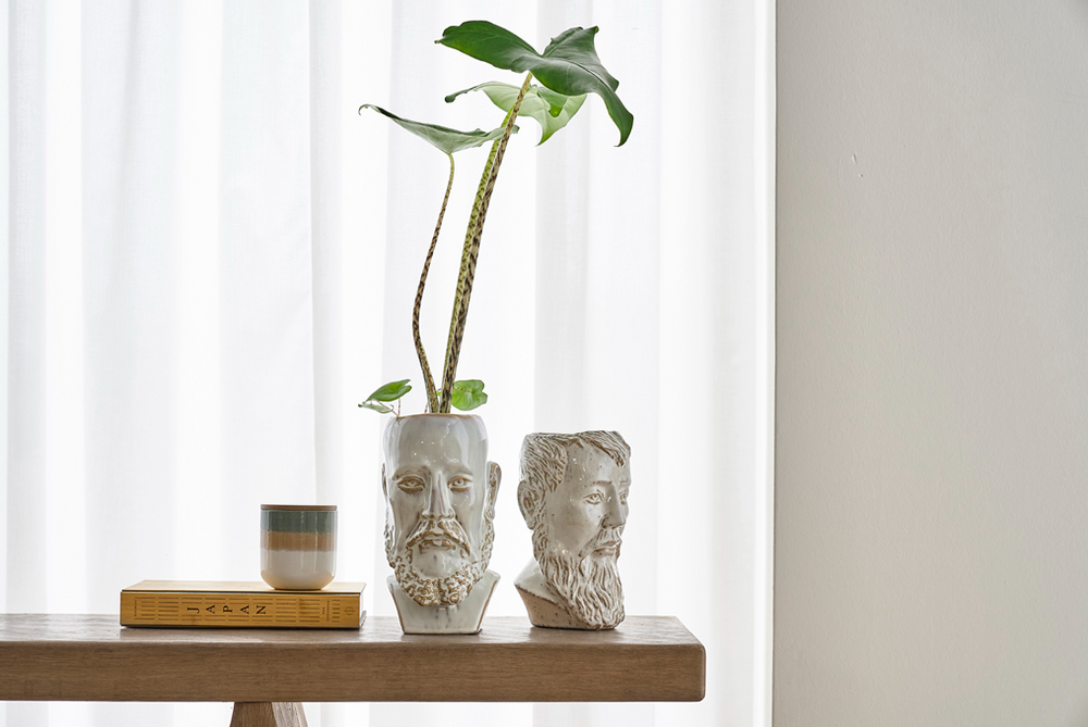 Sculptures, statuettes and miniatures - White sandstone vase 15 x 14 x 23 cm - VILLA COLLECTION DENMARK