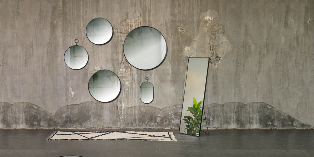 Miroirs - Miroir D100 cm fer noir/miroir - VILLA COLLECTION DENMARK