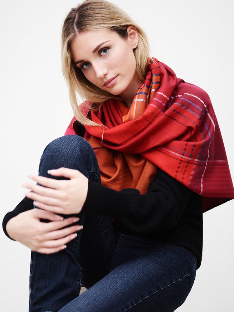 Scarves - Triptych scarf in wool silk - SOIERIES DU MEKONG