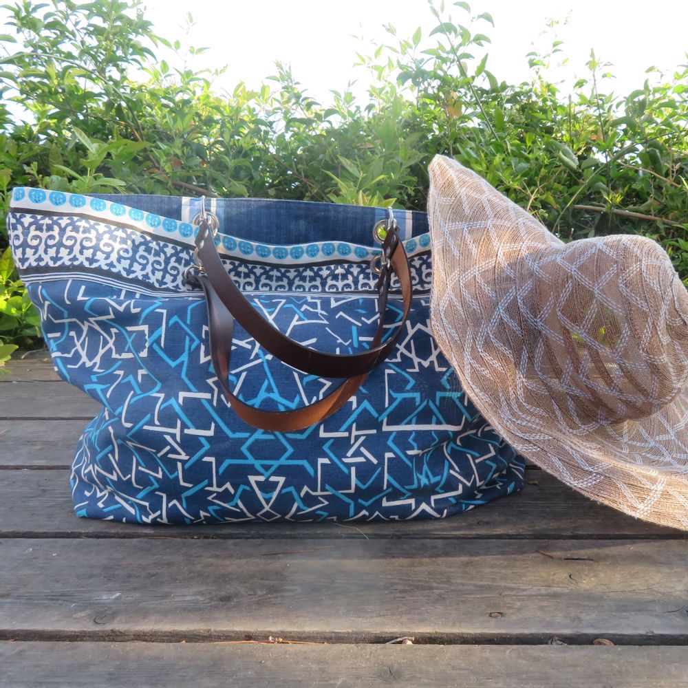 Sacs et cabas - SAC CABAS REVERSIBLE - anses amovibles en cuir - SUPPLEMENT D'AM / EPIGR'AM