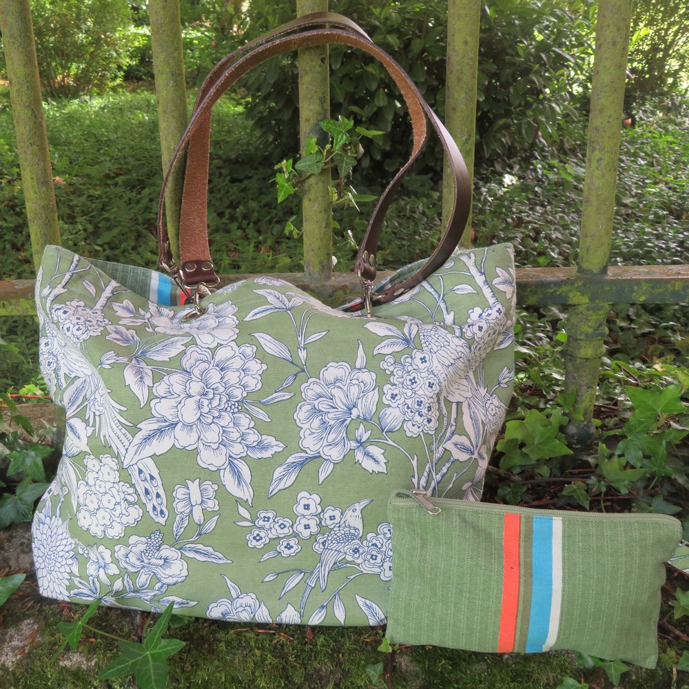 Sacs et cabas - SAC CABAS REVERSIBLE - anses amovibles en cuir - SUPPLEMENT D'AM / EPIGR'AM