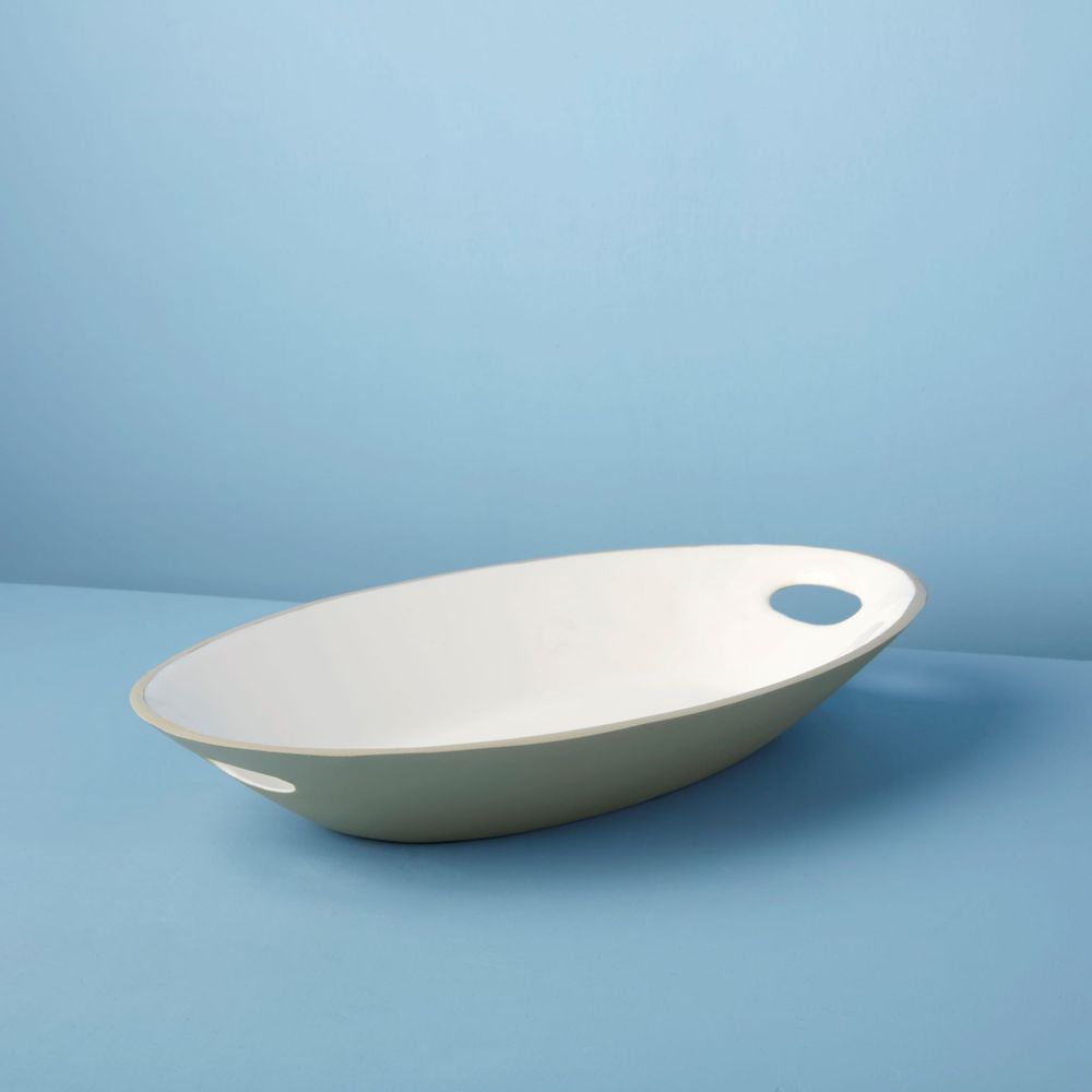Plats et saladiers - Plat avec poignées en aluminium taupe et émail - BE HOME