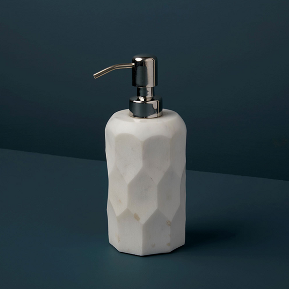 Soap dishes - Faceted White Marble Soap Dispenser - BE HOME