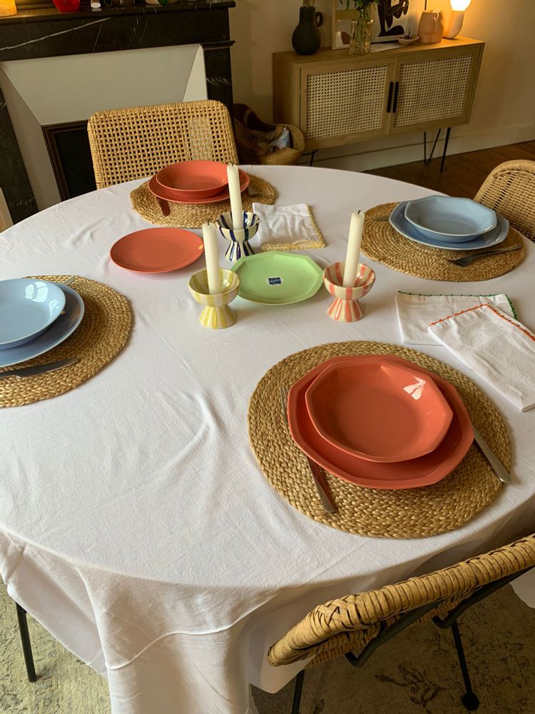 Kitchen utensils - Octagonal porcelain soup plate - Light blue - OGRE LA FABRIQUE
