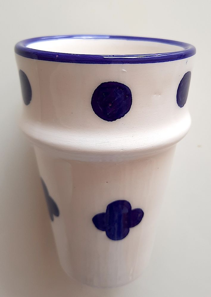 Verres - Verre en céramique blanche CHAÏ BLEU - LALLA DE MOULATI