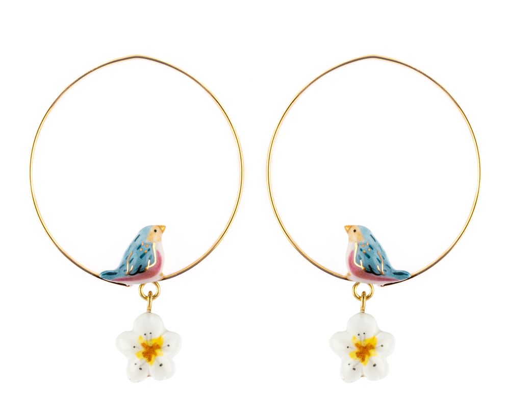 Bijoux - "Harvest Time" Oiseau & Fleur Créole Boucles d'oreilles - NACH