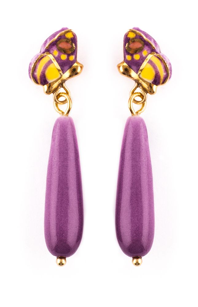 Bijoux - "Fig & Flower" Butterfly drop earrings - NACH