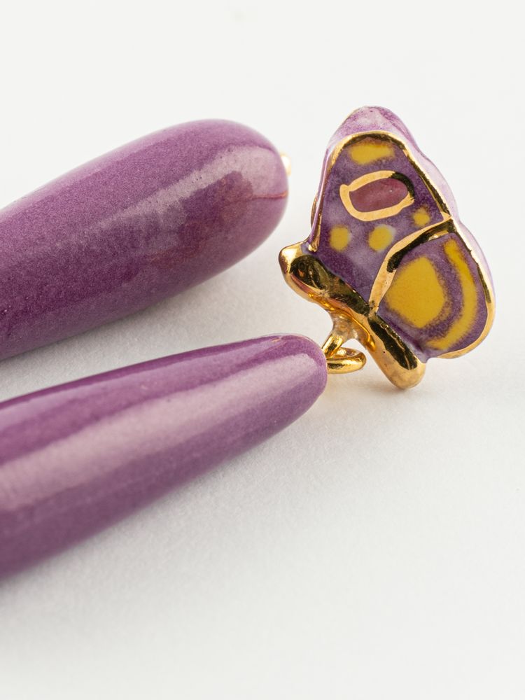 Bijoux - "Fig & Flower" Butterfly drop earrings - NACH