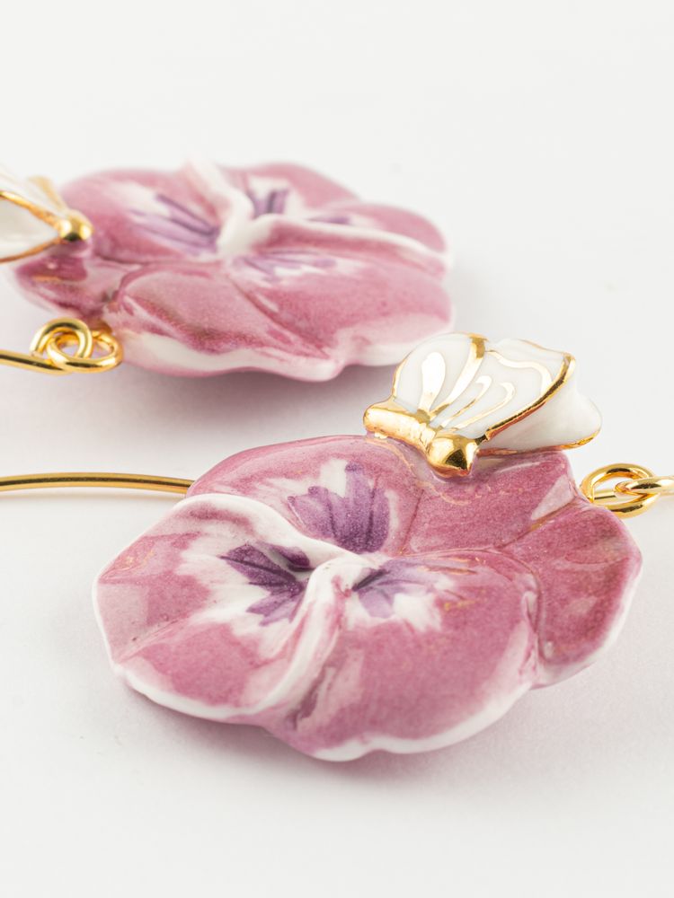 Bijoux - "Figs & Flowers" Boucles d'oreilles fleur pensée et papillon - NACH