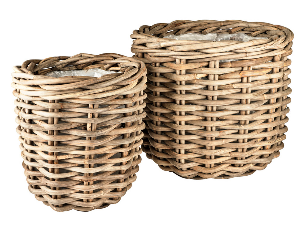 Pottery - Vida plant basket 2 pcs. Natural rattan - VILLA COLLECTION DENMARK