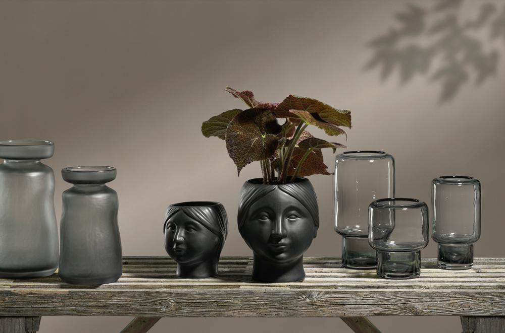 Vases - Hoej 14x26 Gray Glass Vase - VILLA COLLECTION DENMARK
