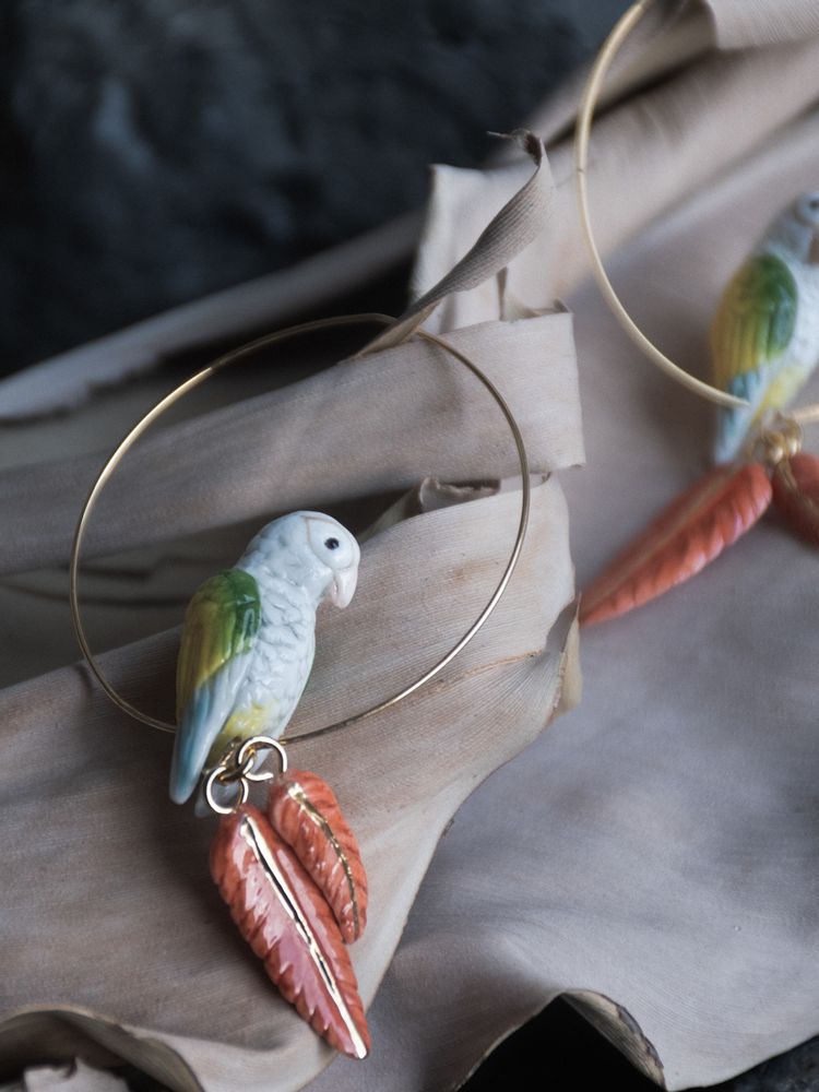 Jewelry - Parrot and Feather Earrings - NACH