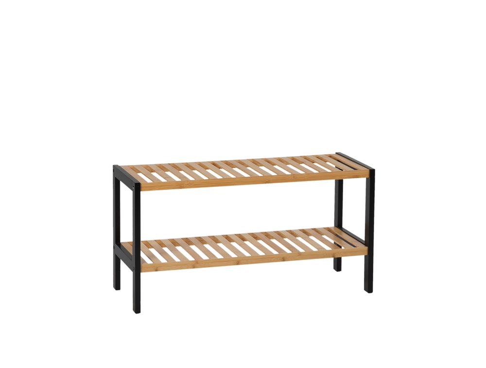 Shelves - AX72066 Bamboo and black shoe rack 70x26x36 cm - ANDREA HOUSE