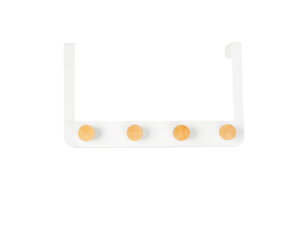 Shelves - AX72096 White metal/bamboo door hook 35x20 cm - ANDREA HOUSE