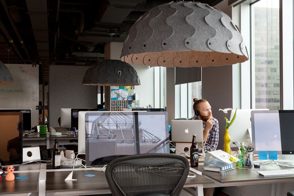Office design and planning - Acoustic Pendant Lighting : Lamp HUSH - MOAROOM - DAVID TRUBRIDGE