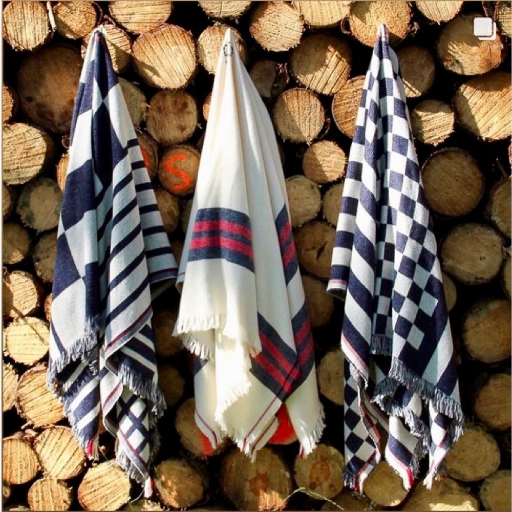 Homewear textile - PONCHO PANO DE LUCA DARK NAVY/NATURAL WHITE - SCHOOLOFLIFEPROJECTS