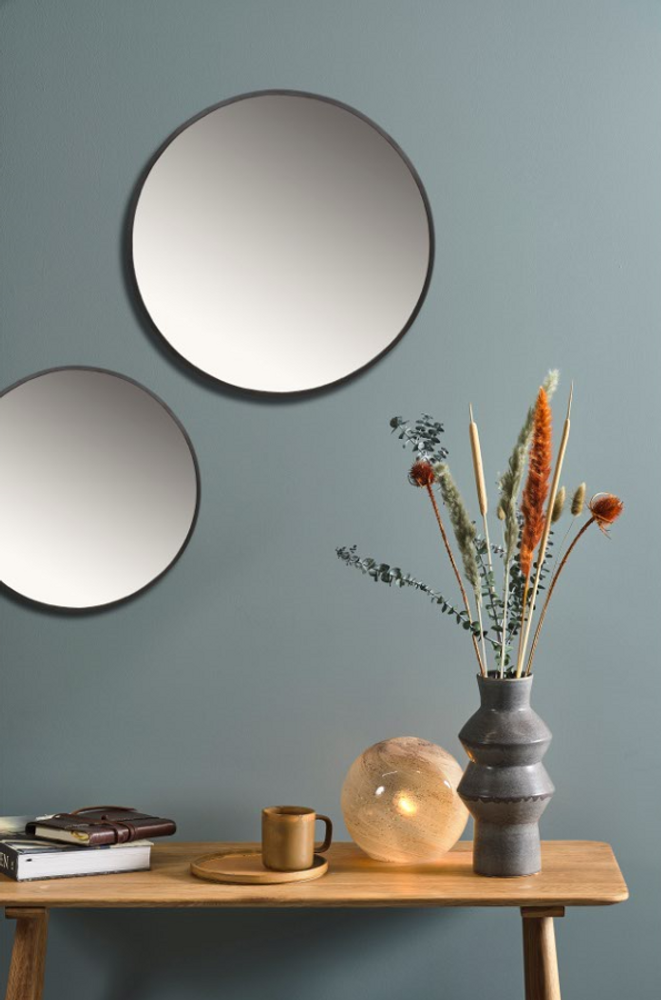 Mirrors - Vardo Mirror D50 cm Black Iron/Mirror - VILLA COLLECTION DENMARK