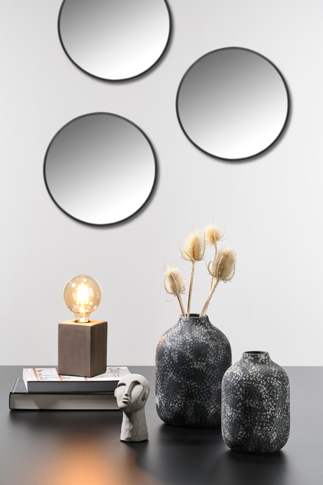 Mirrors - Vardo Mirror D50 cm Black Iron/Mirror - VILLA COLLECTION DENMARK
