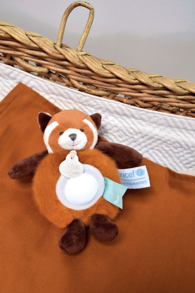 Soft toy - WOODEN RATTLE & CRUNCH PAPER - 16 cm - DOUDOU ET COMPAGNIE