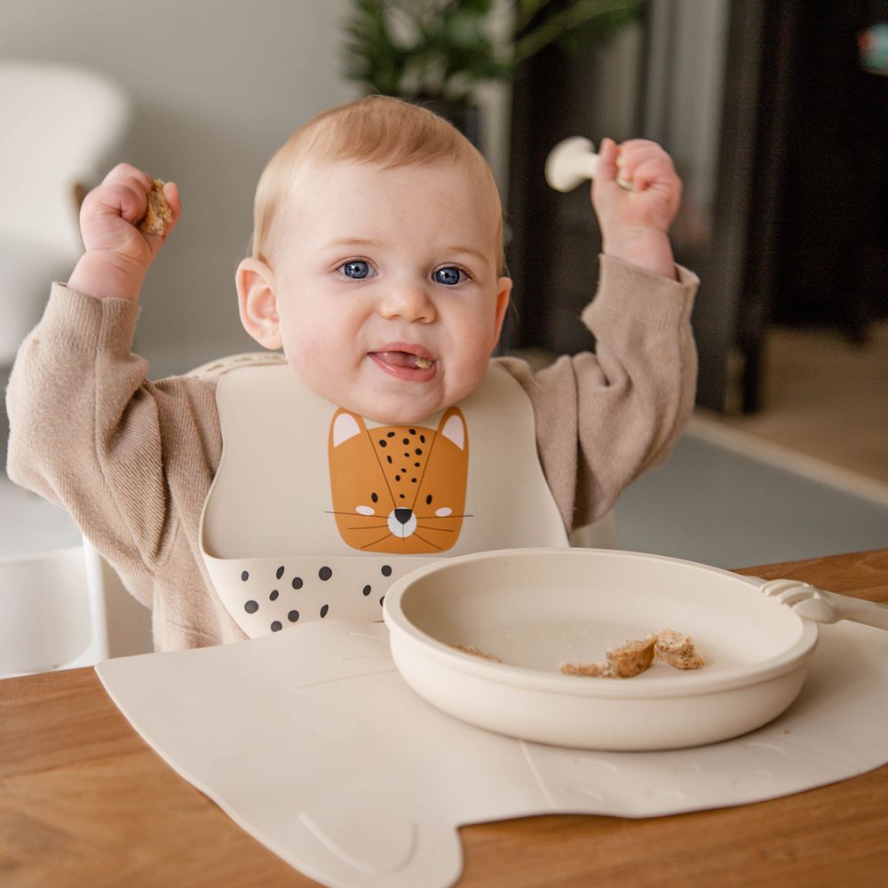 Children's mealtime - Tryco Leopard Lenny Silicone Bib - MEKKGROUP