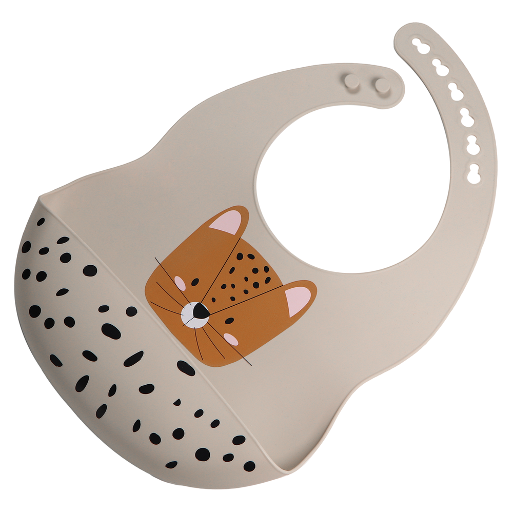 Children's mealtime - Tryco Leopard Lenny Silicone Bib - MEKKGROUP
