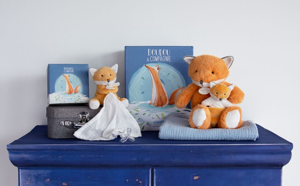 Soft toy - UNICEF - Doll with dummy holder - Fox - DOUDOU ET COMPAGNIE