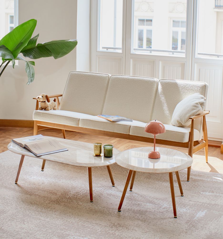Coffee tables - Fox Marble Long Coffee Table - 366 CONCEPT