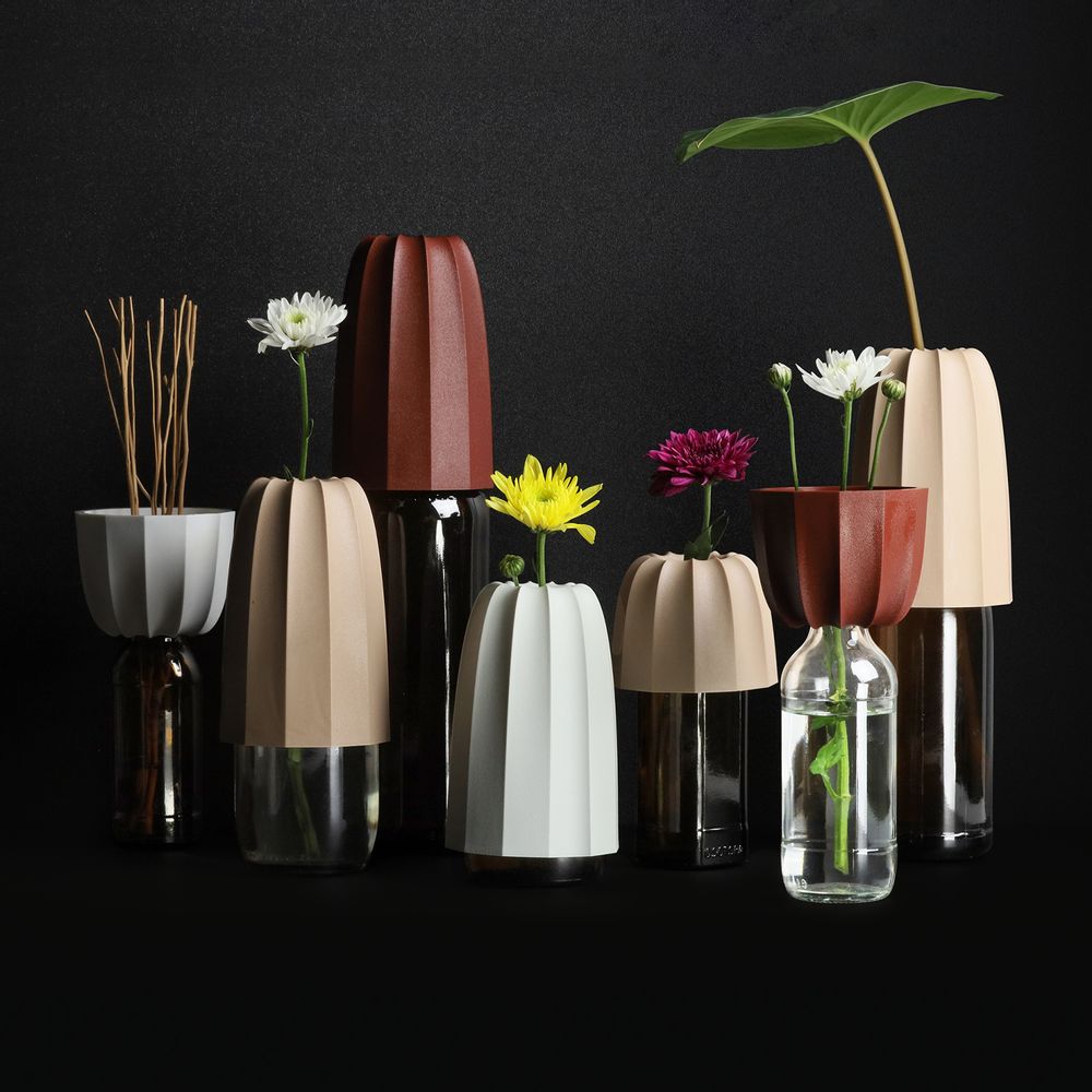 Vases - Cacvase Crown Cap Bottle Vase : New Earth Collection Matériaux respectueux de l'environnement Vase Cactus Décoration Bureau Cuisine Plante - QUALY DESIGN OFFICIAL