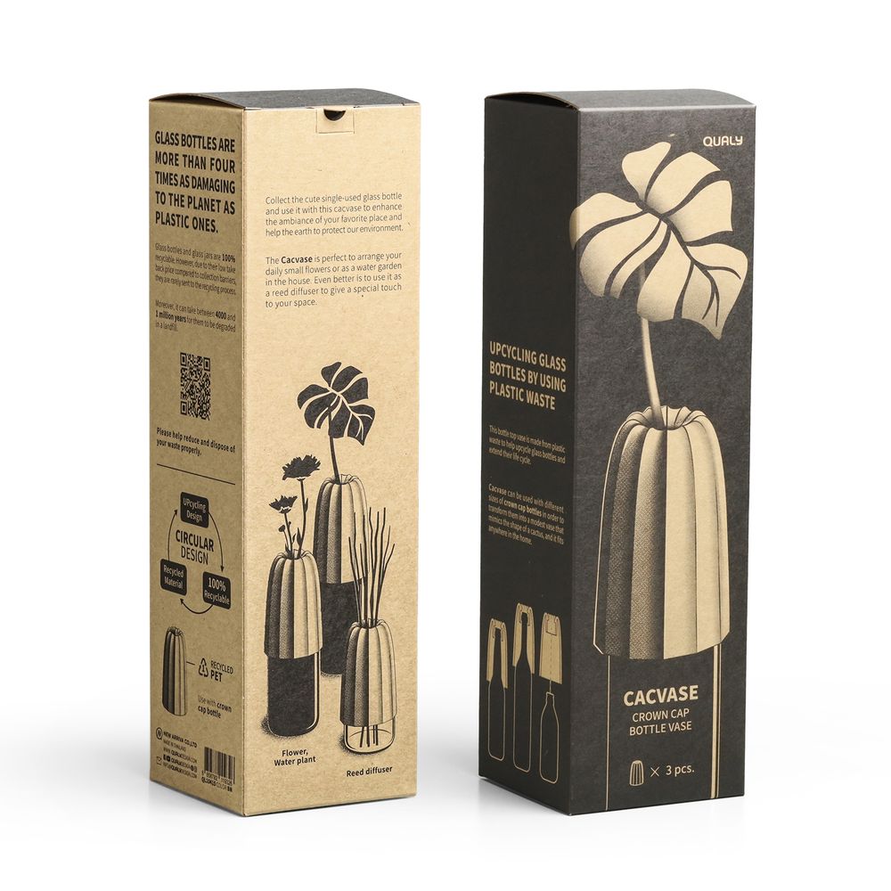 Vases - Cacvase Crown Cap Bottle Vase : New Earth Collection Matériaux respectueux de l'environnement Vase Cactus Décoration Bureau Cuisine Plante - QUALY DESIGN OFFICIAL