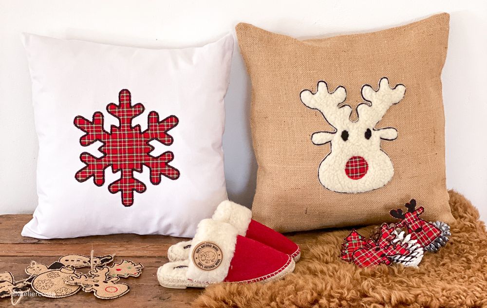 Autres décorations de Noël - C'est deja Noël coussins brodés - ATELIER COSTÀ