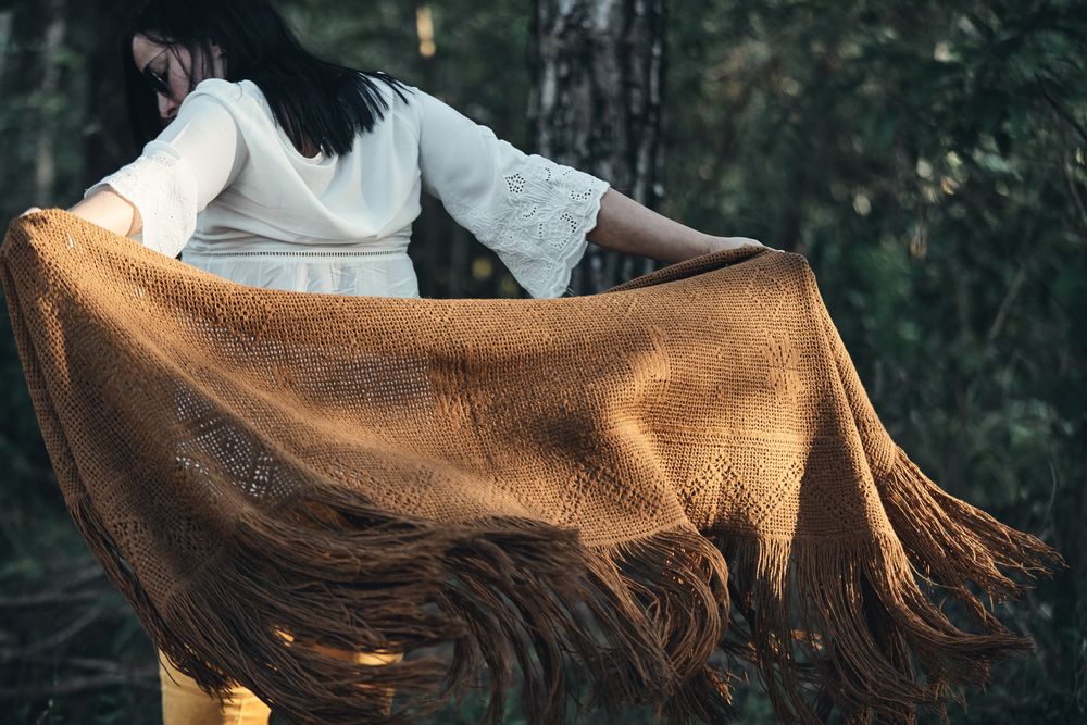 Tissus - Couvre-lit 100 % laine et alpaga fait main. Pièce exclusive - PUEBLO