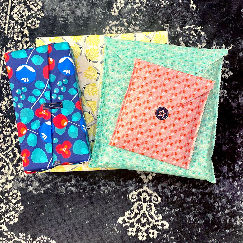 Birthdays - Reusable Gift Wrap - 2 Pockets & 2 Squares Assortment - ON S'EMBALLE À LA FRANÇAISE