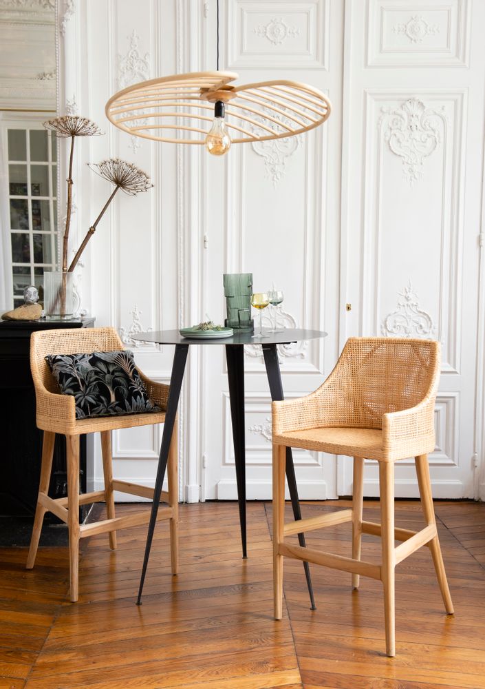 Stools - SAIGON rattan and teak bar stool - KOK MAISON