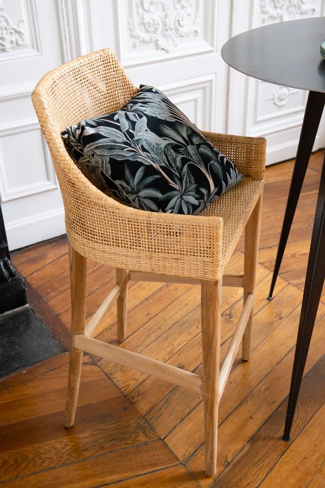 Stools - SAIGON rattan and teak bar stool - KOK MAISON