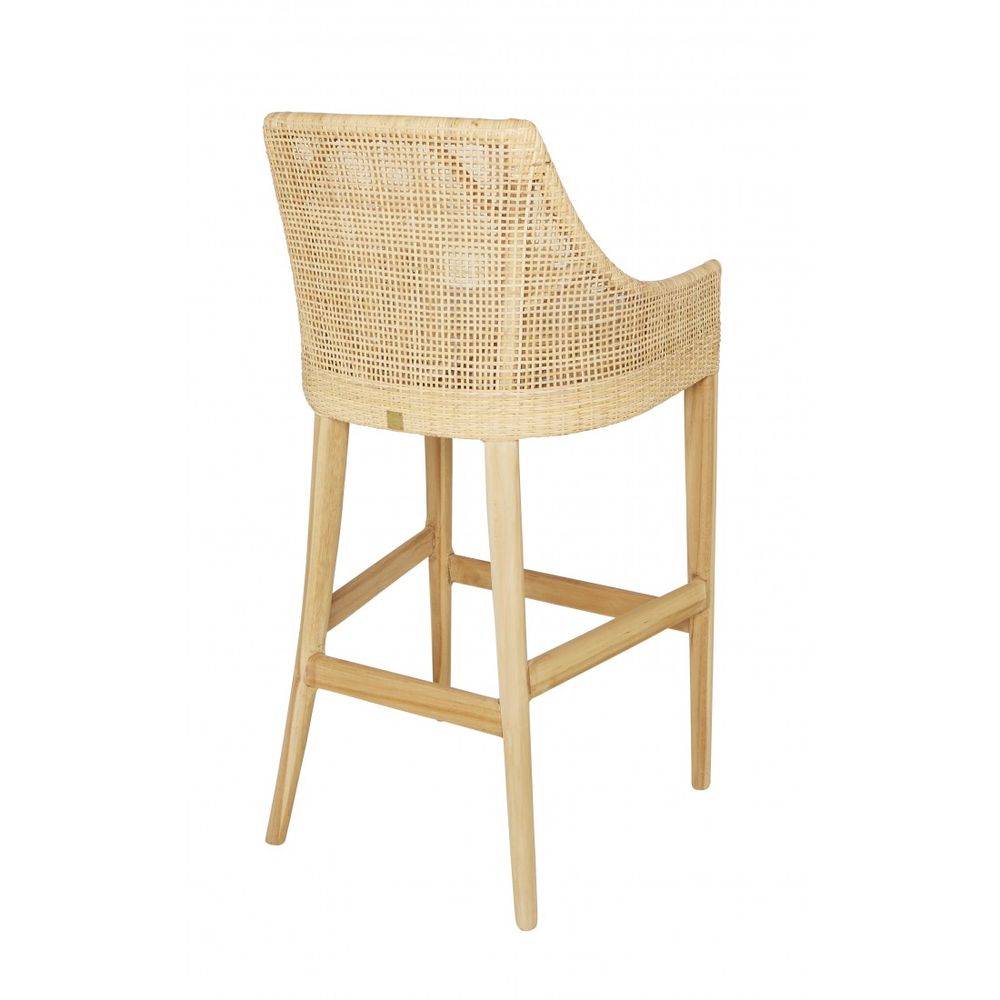 Tabourets - Tabouret de bar en rotin et teck SAIGON - KOK MAISON