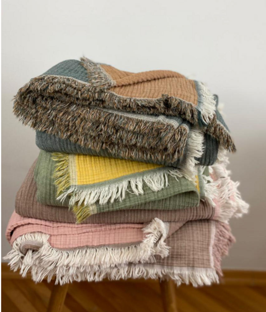 Linge de lit - PLAID JETEE DE LIT EN MUSLINE DE COTON - NADIA DAFRI PARIS