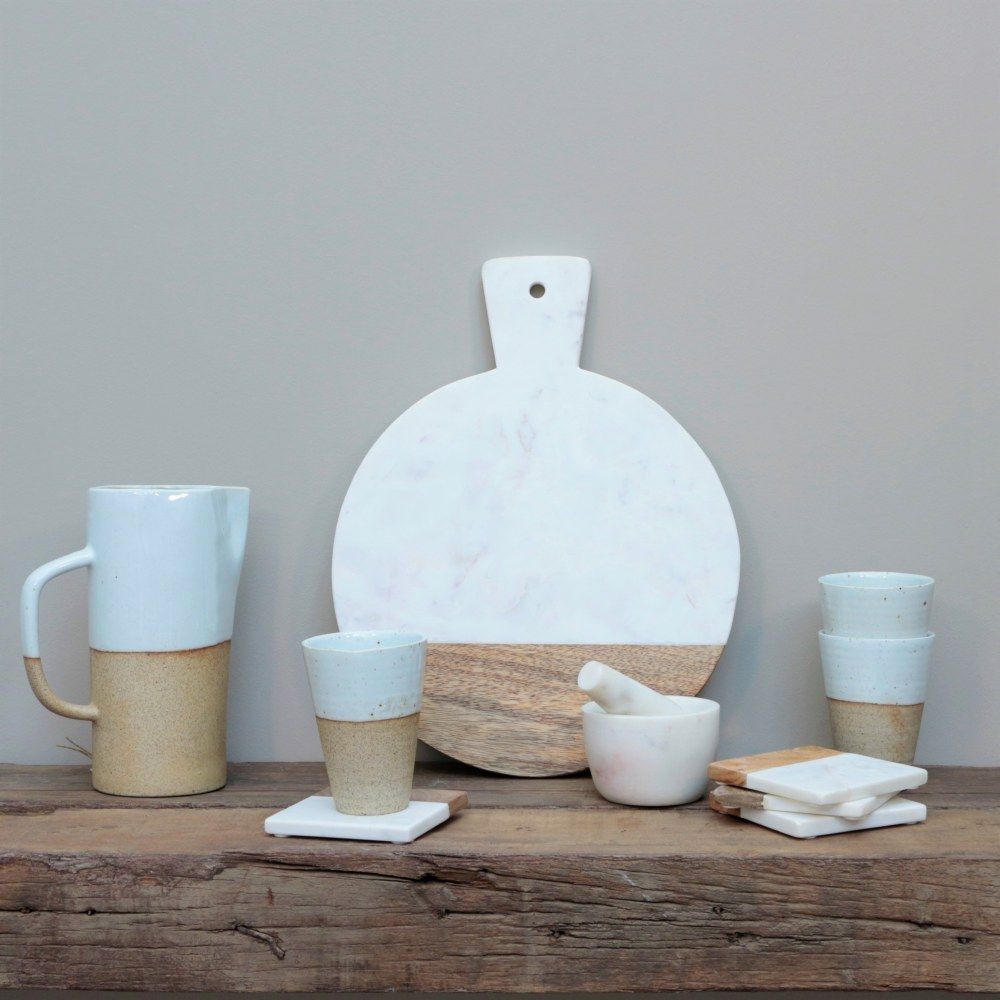 Plats et saladiers - Planche à servir Jackie marbre blanc - EARTHWARE