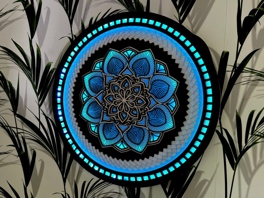 Other smart objects - Glowing LED Flower Mandala, Mood Light Wall Art, Apartment Decor - BHDECOR