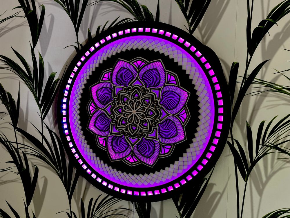 Other smart objects - Glowing LED Flower Mandala, Mood Light Wall Art, Apartment Decor - BHDECOR