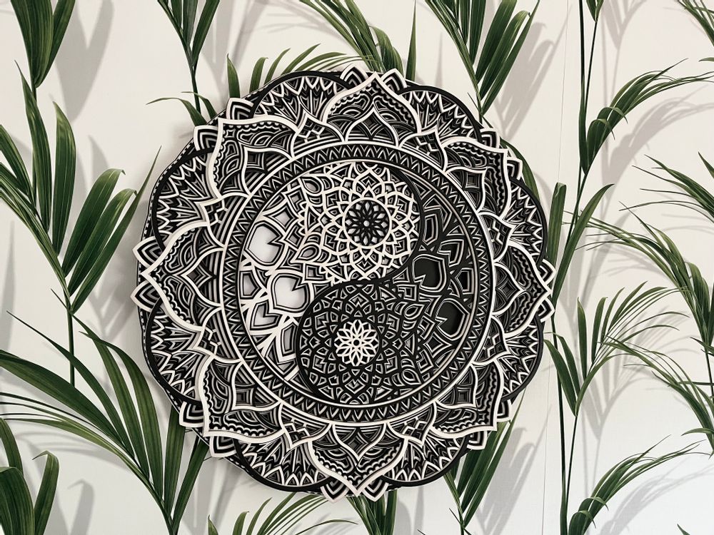 Other wall decoration - Yin Yang Mandala, Wood Wall Hanging - BHDECOR