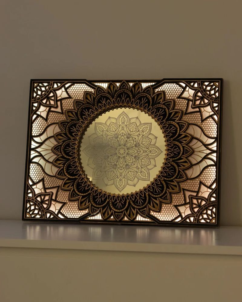 Autres objets connectés  - Mandala lumineux à fleurs LED, décoration murale, lumière d'ambiance, décoration d'appartement - BHDECOR