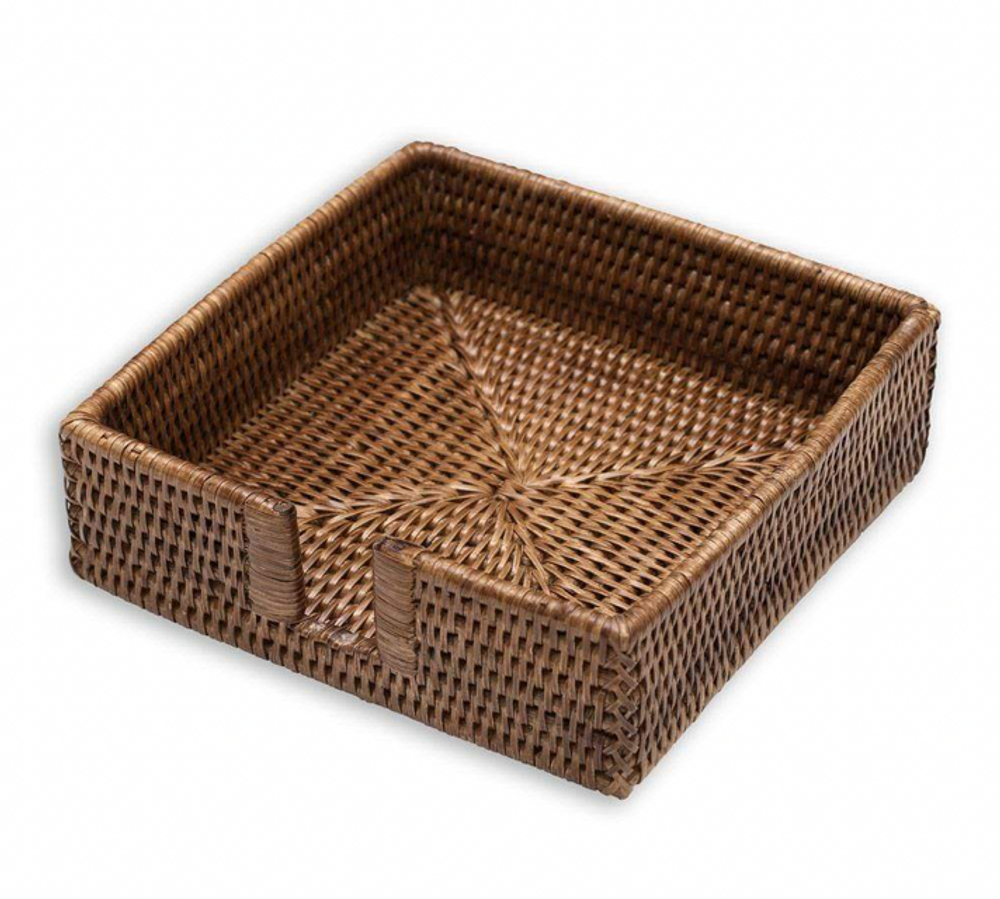 Objets de décoration - Rattan Luncheon Napkin Holder in Dark Natural - CASPARI