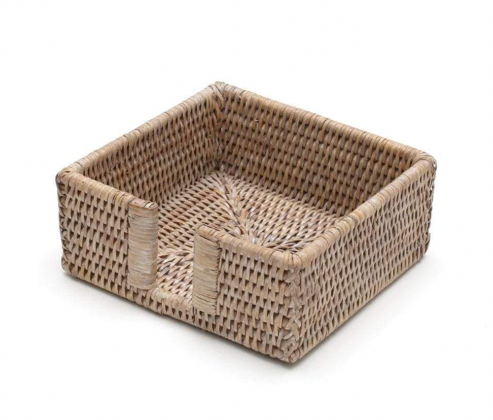 Decorative objects - Rattan Cocktail Napkin Holder in White Natural - CASPARI