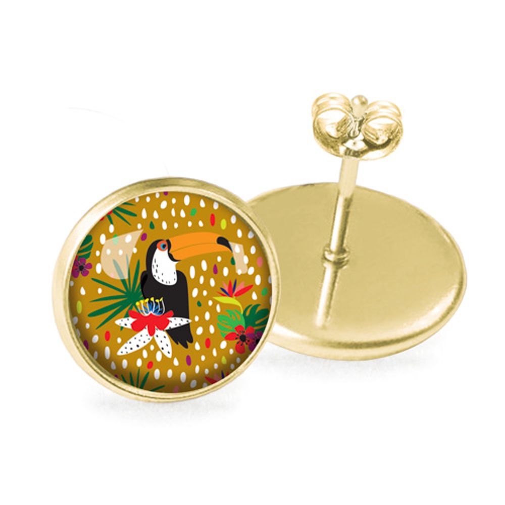 Jewelry - Ears studs Queen Size surgical stainless steel Flash gold - Moka - LES MINIS D'EMILIE
