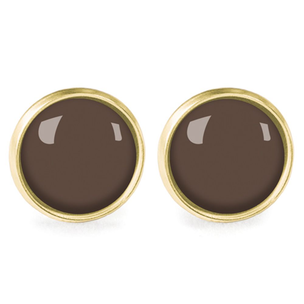 Jewelry - Ears studs Queen Size surgical stainless steel Flash gold - Moka - LES MINIS D'EMILIE