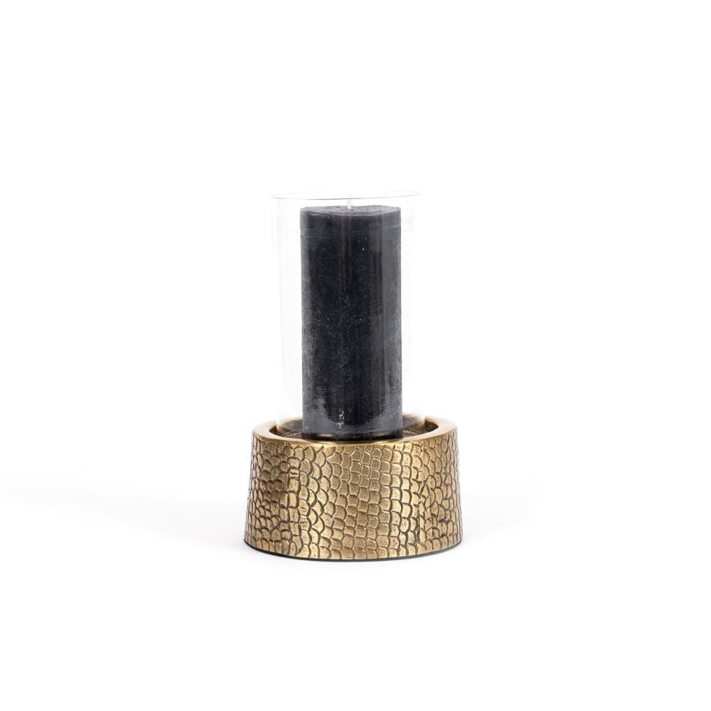 Bougeoirs et photophores - Le Bougeoir Croco avec Verre - Laiton - M - BAZAR BIZAR LIVING
