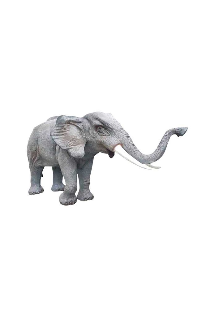 Sculptures, statuettes et miniatures - Elephant Joyeux Gris Réaliste En Résine - GRAND DÉCOR