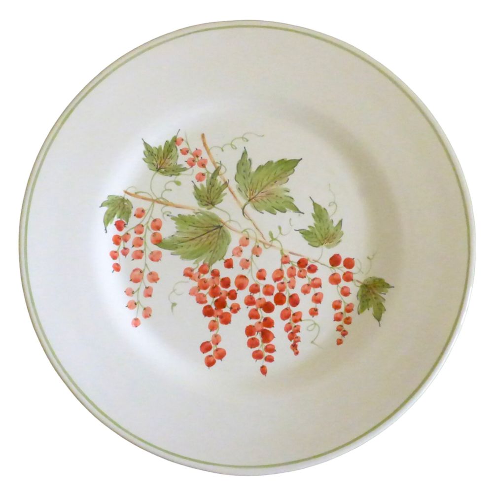 Formal plates - Feston Plate with hand painted Pouplard Fruits decoration - BOURG-JOLY MALICORNE