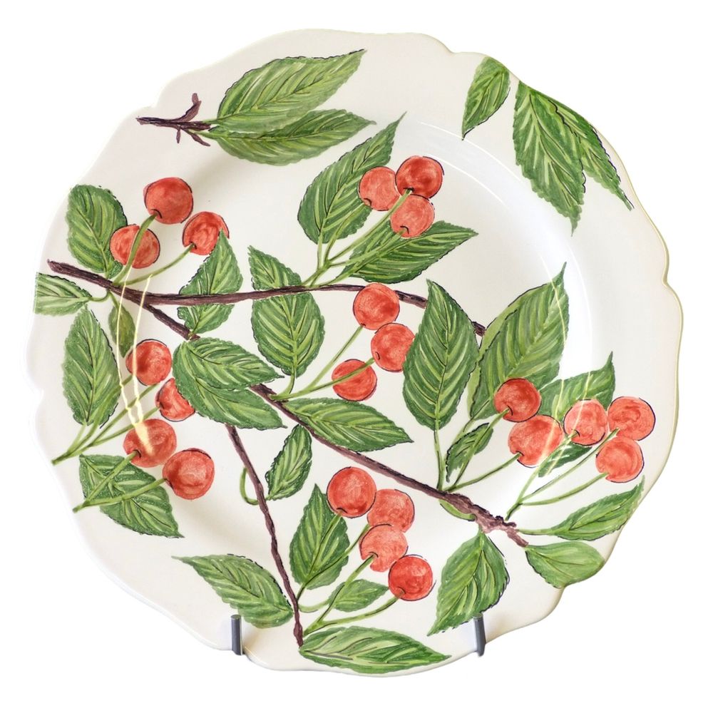 Formal plates - Feston Plate with hand painted Pouplard Fruits decoration - BOURG-JOLY MALICORNE